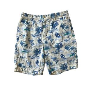 Chaps Bermuda Shorts Swordfish, Palm Trees Yellow SZ 32 Mens